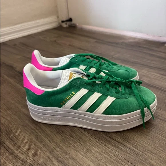 Adidas Gazelle Green and Pink Women's Shoes - Picture 1 of 5